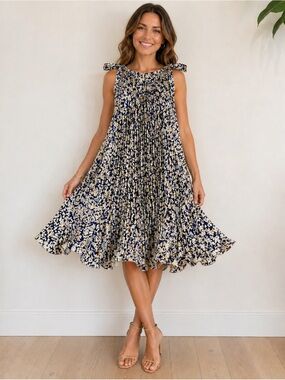 ✨ Jackie KPleated Satin Party Dress | Bow Tie Shoulder | Flowy Luxe Fit